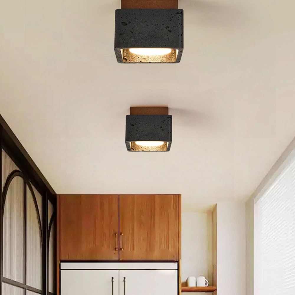 Lámpara De Techo Retro Para Pasillo, Lámpara De Techo Para Vestidor, Iluminación De Techo De Travertino Negro De Diseño Para Recibidor, Luces De Superficie Para Balcón, Para Isla Y Dormitorio