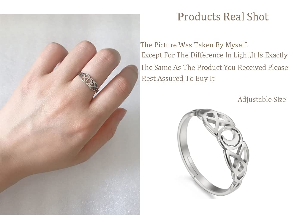 Ring Mond aus Edelstahl und verstellbar, Astrologischer Schmuck und romantisches Geschenk für Damen silber