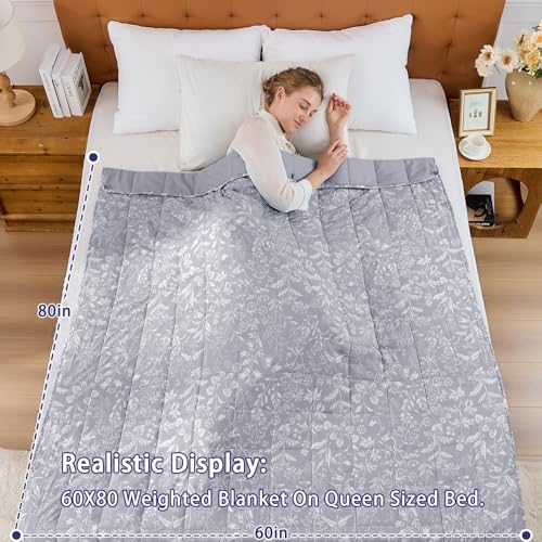 Image of yescool Weighted Blanket for Adults (15 lbs, 60 inch x 80 inch, Pearl Grey) Cooling Heavy Blanket for Sleeping Perfect for 140-160 lbs, Queen Size Breathable Blanket with Premium Glass Bead, Machine Washable