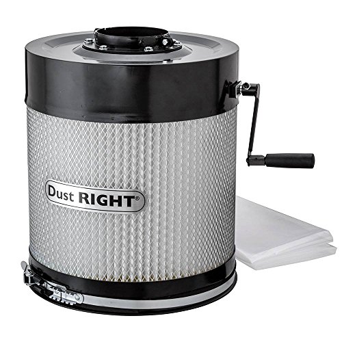 Dust Right 650 CFM Wall Mount Dust Collector 1 Micron â€“ Canister Filter for Portable Dust Collection System â€“ Remote Control Small Dust Collector Shop â€“ Includes Mounting Bracket & Plastic Dust Bag