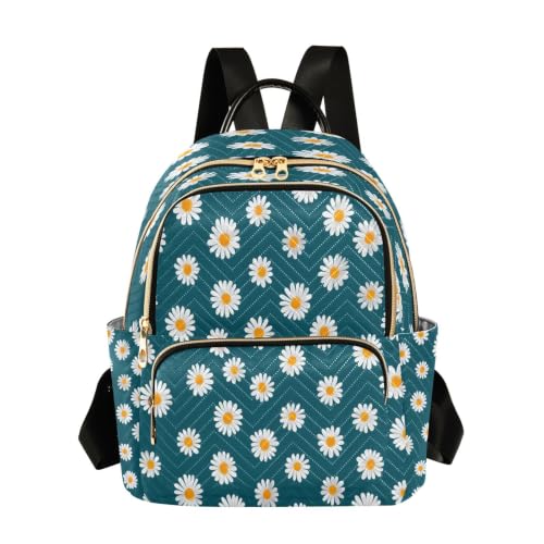 Mini mochila de margaritas azul para el trabajo universitario y viajes casuales