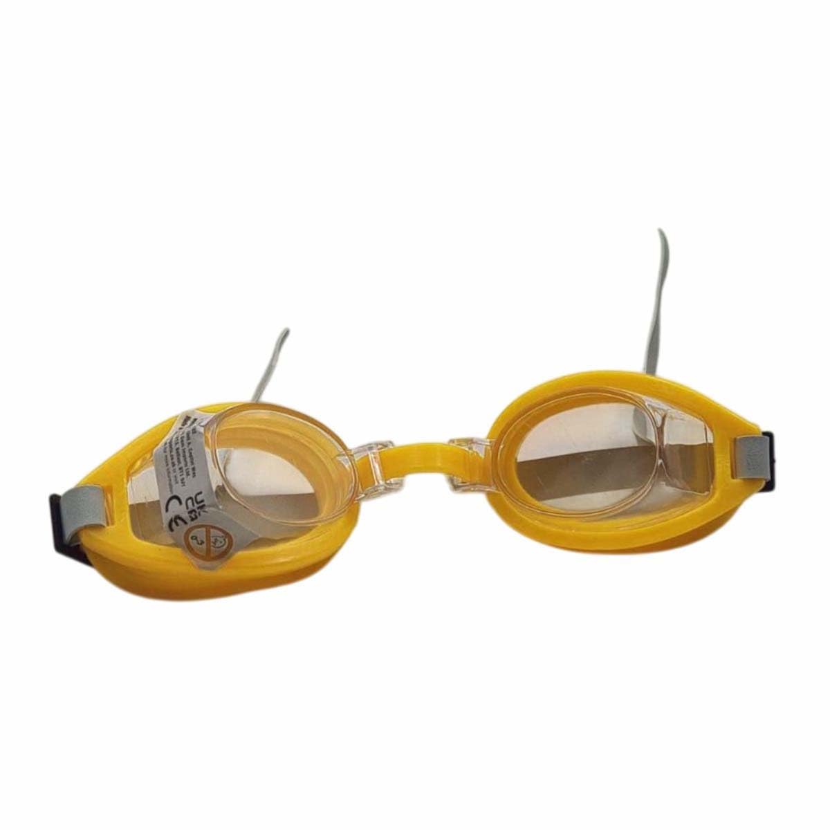 schone Children's Swimming Goggles – Adjustable Kids Swim Goggles with Rubber Eye Protectors, Nose Strap & Head Strap – Durable Plastic and Rubber, Bright Colours (Yellow)