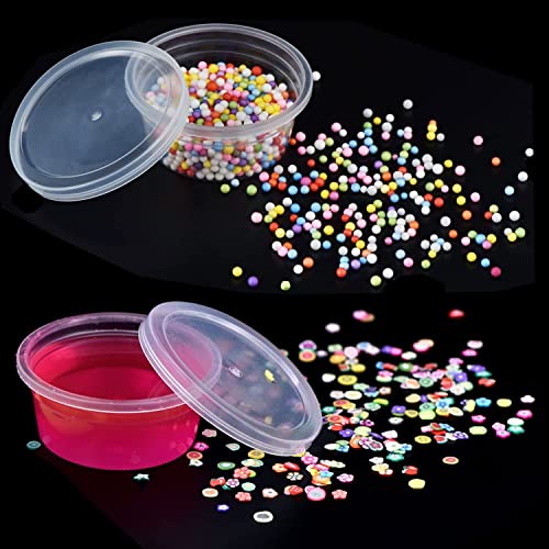 Image of Augshy Small Slime Containers With Lids, 50 Pack Hawaiian Shaved Ice Mold Jello Shot Cups Condiment Containers Plastic Portion Cups with Lids for Salad Dressing Food Storage Containers (4 oz)