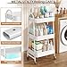 Kitchen Trolley on Wheels, 3 Tier Metal Storage Cart, Rolling Utility Cart with Handle and Mesh Shelves for Bathroom, Office, Craft Room, White