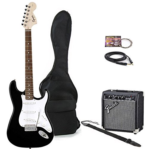  Squier Nero Affinity Stratocaster Pack 10 Strings BLK