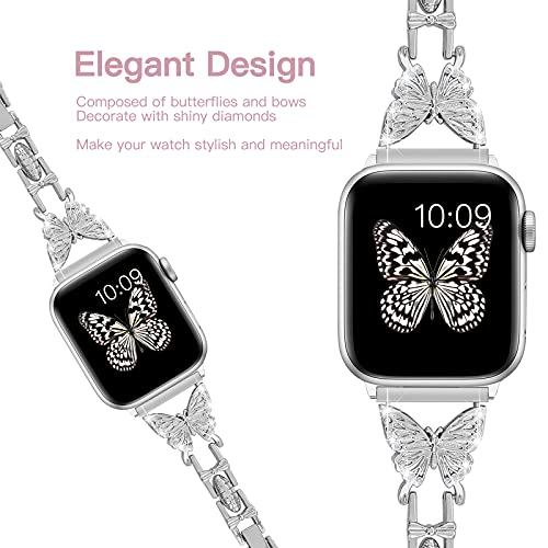 wipalor Thin Bling Dressy Butterfly Bands for Apple Watch Bands for Women - image 5