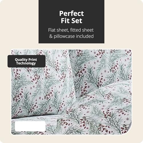 Image of Tahari Home Brushed Flannel 4-Piece Bedding Set, King, Pine Red