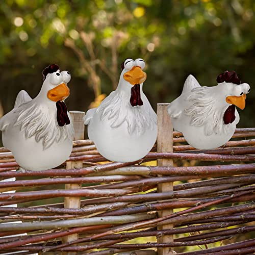 Hopeful 3 Harz weiße Hühnergarten Dekoration Harzmaterial für Gärten, Gartenschmuck