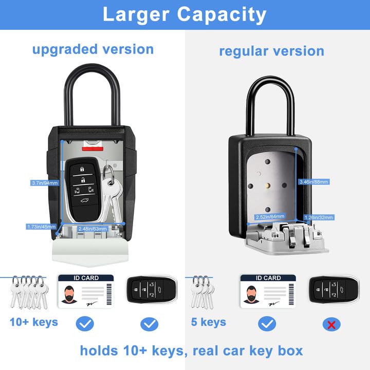 ZHEGE Padlock Key Safe, Large Car Key Lock Box Outdoor for over 10 Home Keys Storage - Image 3
