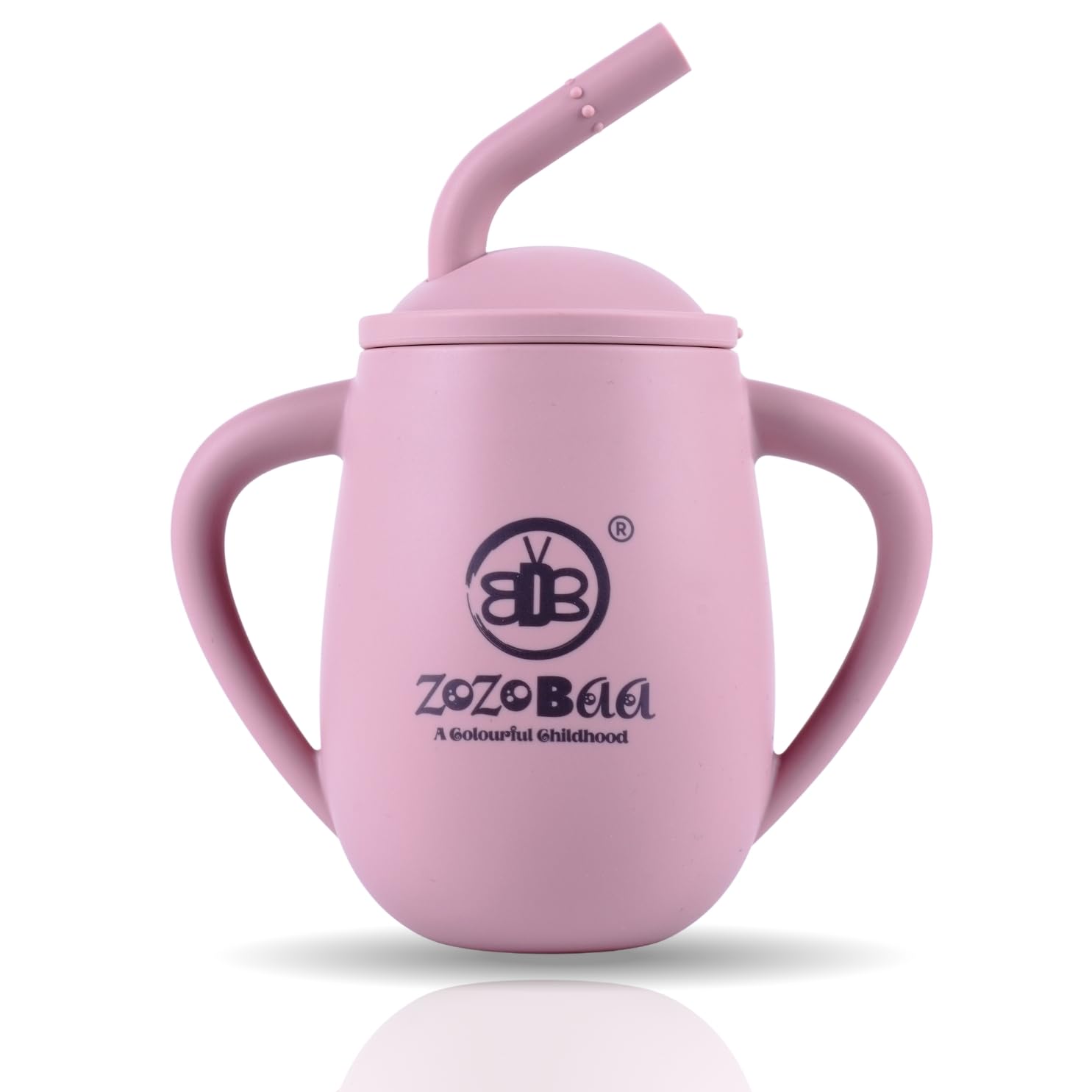 ZoZoBaa Food Grade Silicone Baby Learning Drinking Sippy Cup with Straw and Handles | Leakproof, Shatterproof, BPA-Free Training Cup for Kids (180ml), Pale Pink-image-30