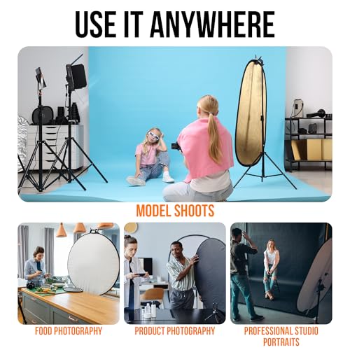 Image of Welborn 5-in-1 Collapsible Light Reflector 43 inch (110cm) - Gold, Silver, White, Black & Translucent Photography Diffuser for Studio & Outdoor Shoots