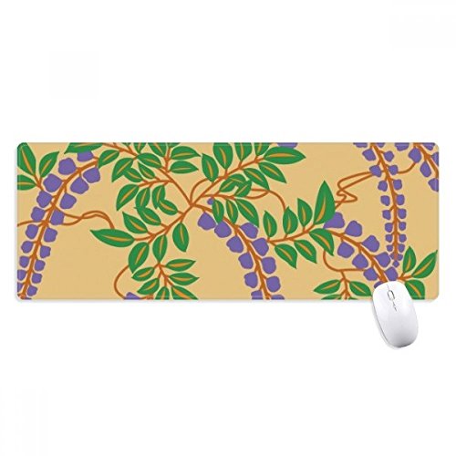 Alfombrilla de ratón grande con diseño japonés de flor púrpura y bordes cosidos para escritorio