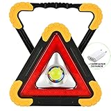 Refletor LED 15W Triângulo Portátil Recarregável LED COB Amarelo + Adaptador para Tomada CBRN16341
