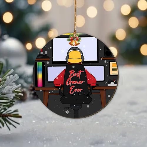 Videospiel-Weihnachtsschmuck 2025, Gamer-Weihnachtsbaumschmuck, bester Gamer, der jemals Videospiel gespielt hat, Weihnachtsdekoration, Geschenk für Jungen, Kinder, Freunde, Gaming-Liebhaber, 1
