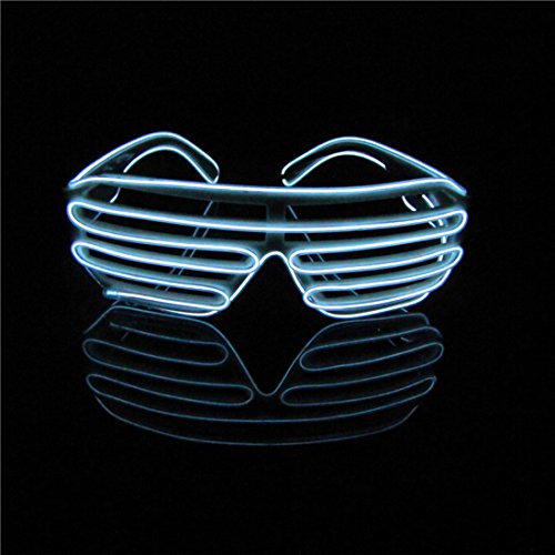 Lerway Neon El Wire LED Light Up Shutter Glasses + Voice Controller (White, White Frame) - //coolthings.us
