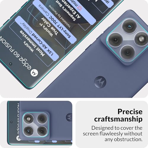 Image of FIRST MART HD+ UV Tempered Glass Camera Lens Compatible for Motorola Moto Edge 60 Fusion 5G (6.67 Inch) With White Camera lances Guard & Installation Kit | Edge-To-Edge Protector Coverage | White