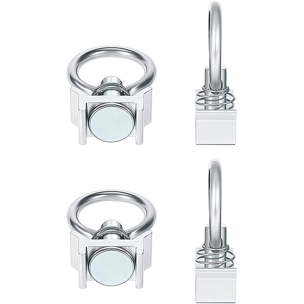 Lizusidtsy 10Pcs Single Stud Fitting L Track 4,000LB Capacity with Stainless Steel Round Ring Aluminum Keeper