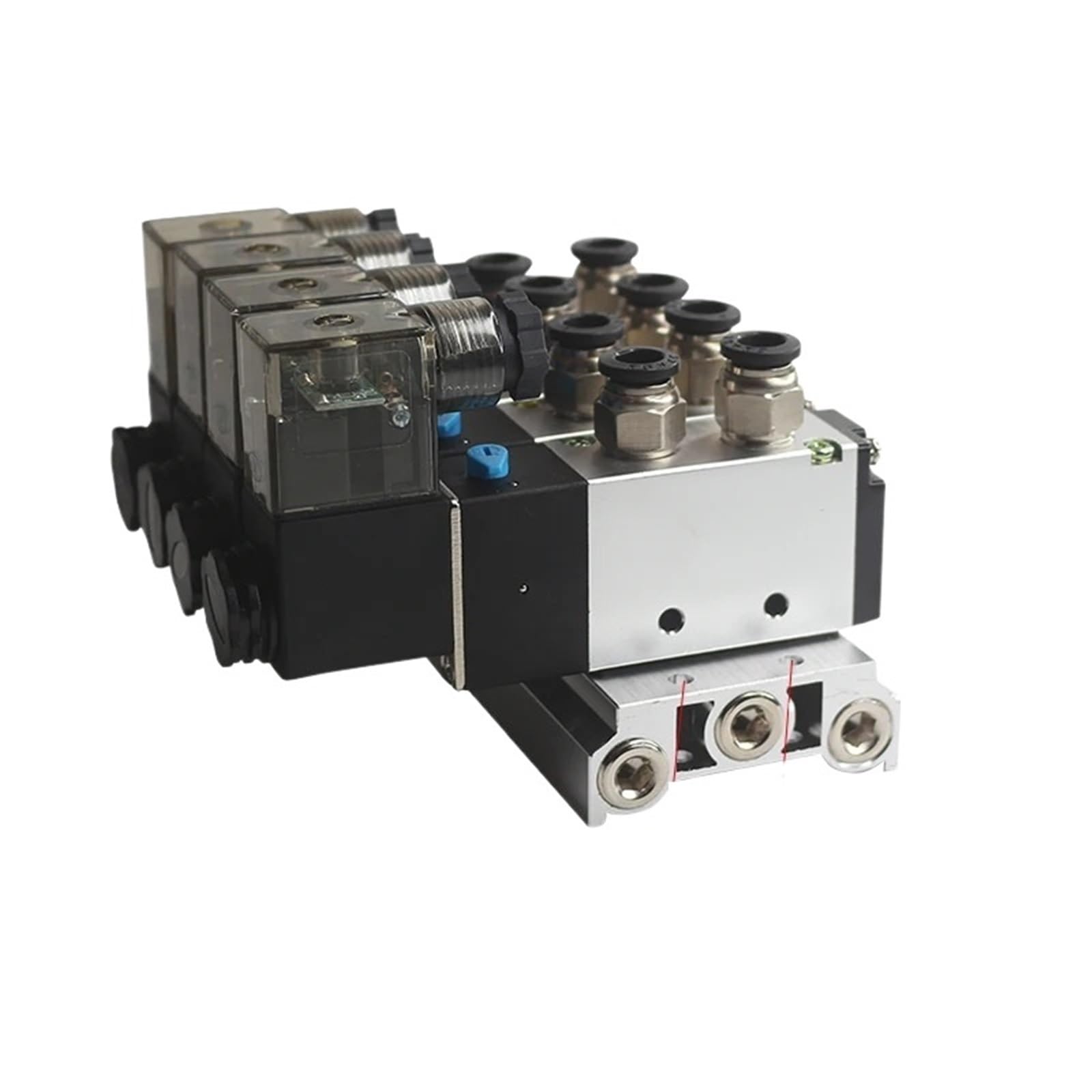 4v210-08 válvula neumática de colector 5/2 grupo de válvulas solenoides isla de válvulas válvula inversora de cilindro distribuidor neumático(5 combinations,AC110V 6mm tube)