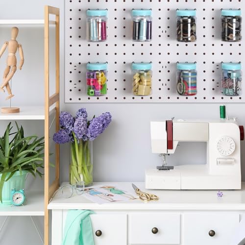 Image of Unittype 20 Set Pegboard Organizer Accessories Peg Boards Jars with Lids Plastic Pegboards Bins Storage Containers Clear Peg Board Wall Organizer for Garage Sewing Office Home Supplies(Light Green)