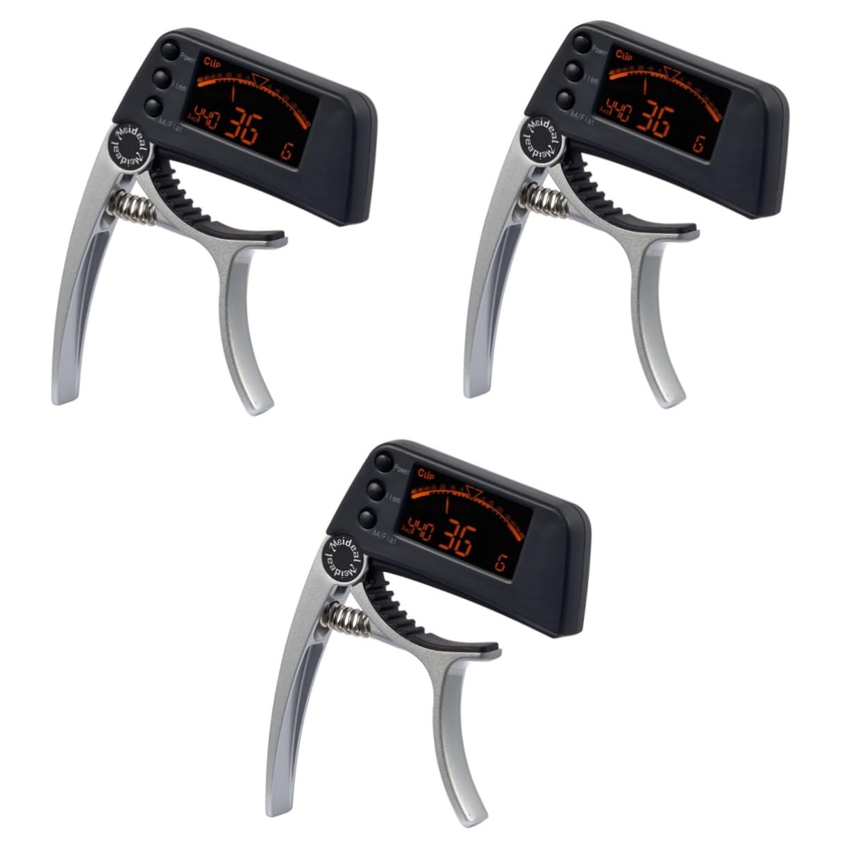 Toyvian 3stücke Elektronischer Clip Gitarrenstimmer Und Kapodaster Hochsensitives Lcd-tuninggerät Für Akustikgitarre Gitarre Ukulele Und Banjo Silber