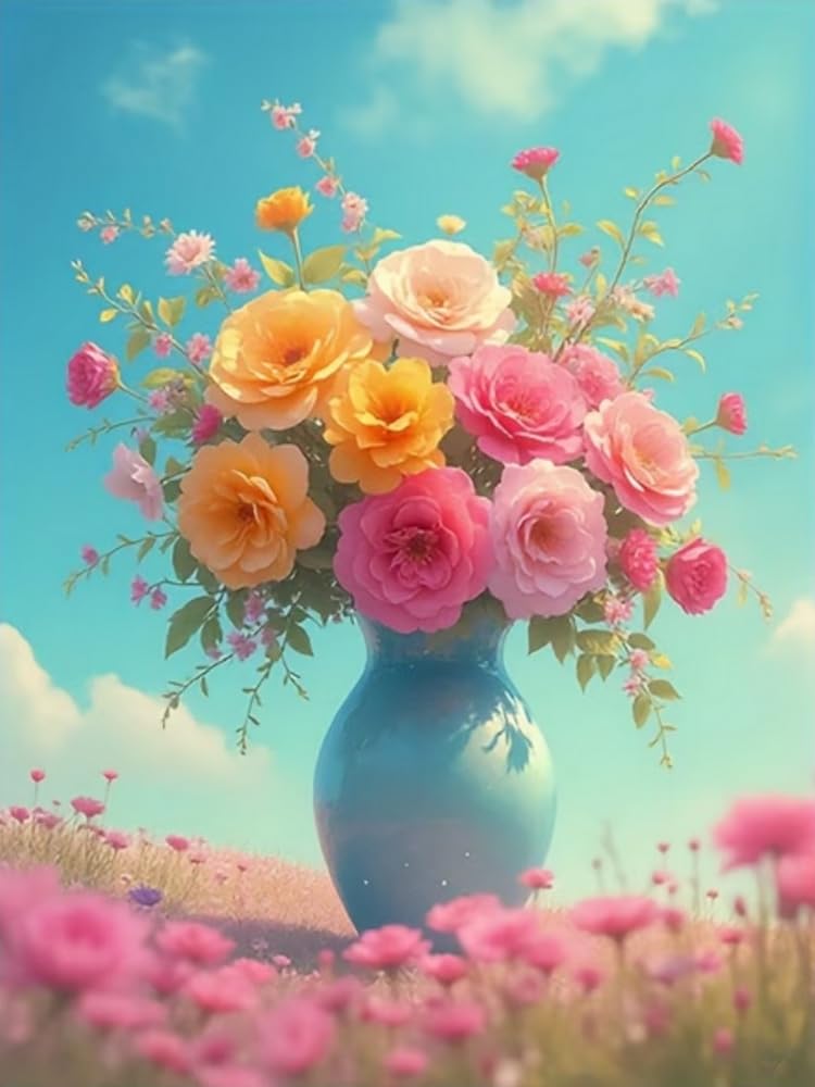 Diamant painting vase de fleurs 5D pour évacuer le stress - 5