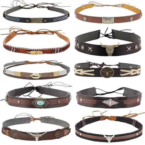 10 Pcs Cowboy Hat Bands for Men Women Cowgirl Hat Accessories