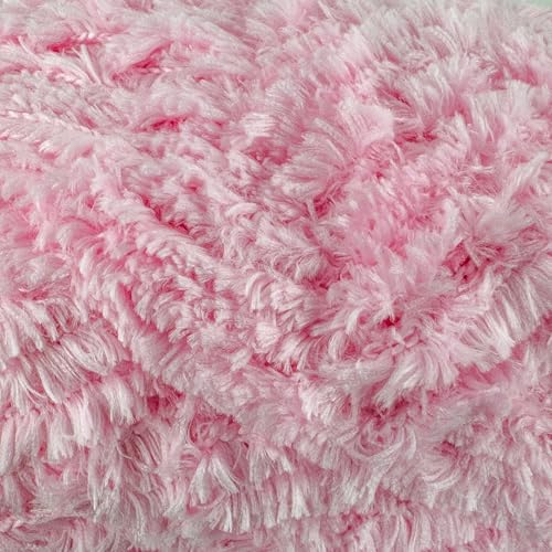 Image of Plush Faux Fur Bulky Yarn, Super Soft Fluffy Fuzzy for Knitting Crocheting Crafting, 100 Gram (3.53 Ounces) 109 Yards (100 Meters) (Light Pink) (3 Skeins)