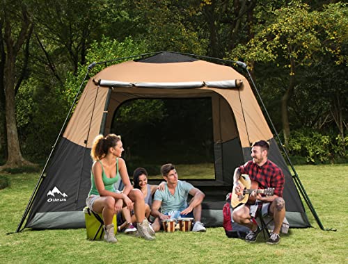 Oileus Camping Tent - 6/8 Person Instant Cabin Tent Quick Setup, Double Layer With Waterproof & Windproof Tent, Family Camping, Hiking Tent With Carry Bag, 5 Mesh Windows Upgraded Ventilation #TOP3