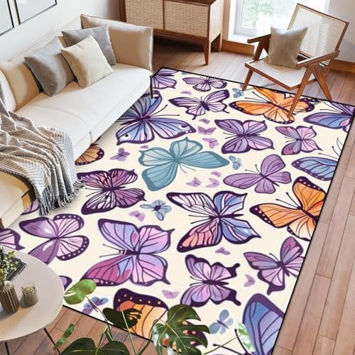 Tapis 3D papillon antidérapant facile à nettoyer pour grands salons - 2