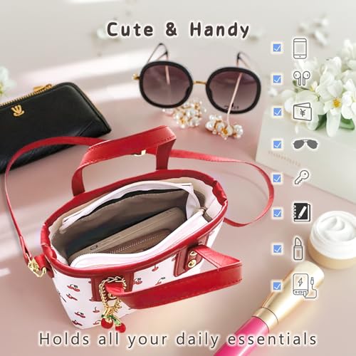 Small Cute Cherry Purse for Women, Vegan Lerther Crossbody handbag Tote Bag4