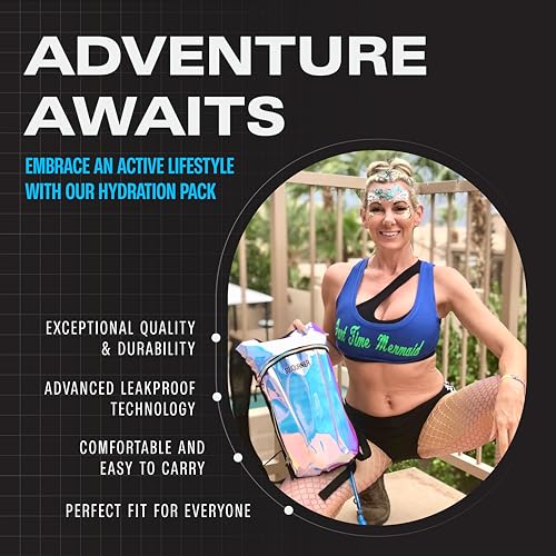 Image of Transparent Clear Hydration Pack, Hydration Backpack - Water Backpack with 2l Hydration Bladder, Festival Essential - Rave Hydration Pack Hydropack Hydro for Hiking, Halloween, Running, Festival