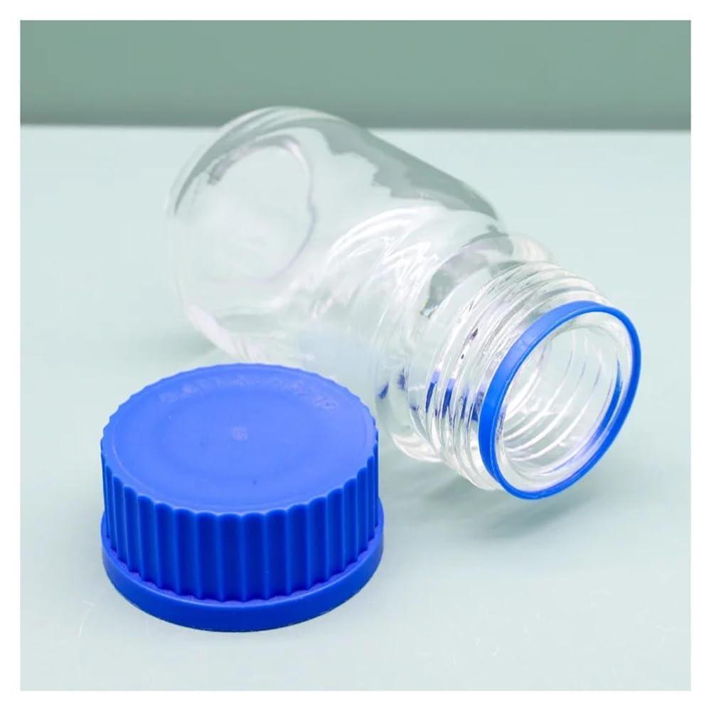 Equipos y suministros de laboratorio Botella de reactivo con tapa azul GL45, transparente, marrón, vidrio borosilicato alta pureza, for experimentos, boca rosca