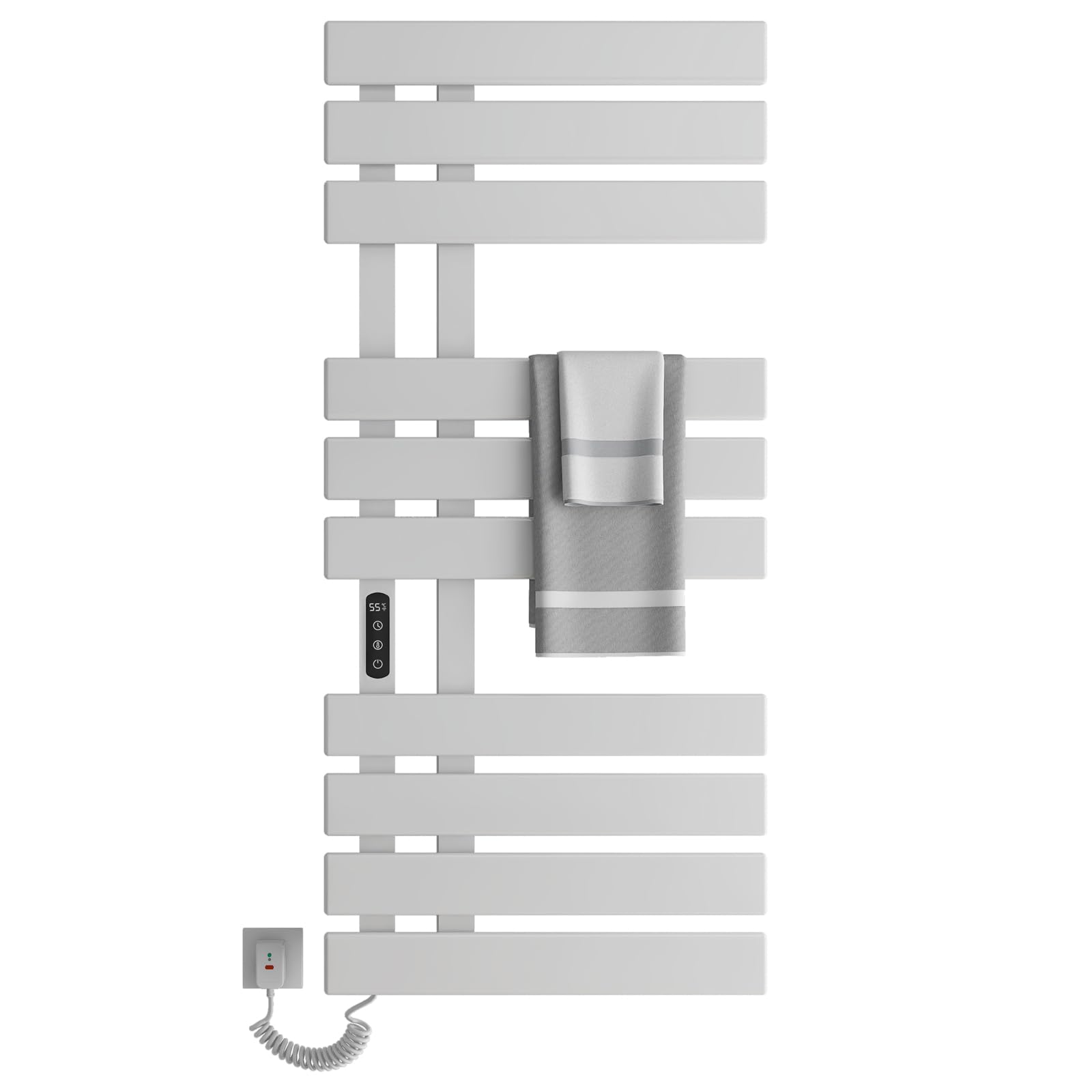SKYLYZH SKYLYZH Toallero Baño Radiador, Calentador de Toallas con termostato Inteligente WiFi, para Alexa y Google Home y App, 500x1100 mm, Toallero Electrico, Radiador Secador de Toallas-WiFi White Left