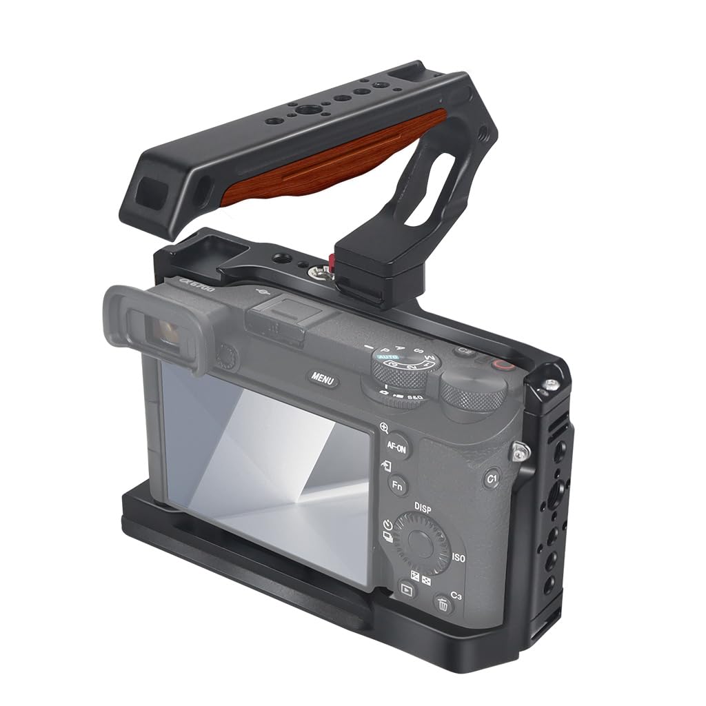 BGNing A6700 Camera Cage Rig Stabilizer Compatible with Sony A6700 DSLR Camera Video Cage with Cold Shoe Mount 1/4 3/8 Thread Arri Locating Holes (Combo C)