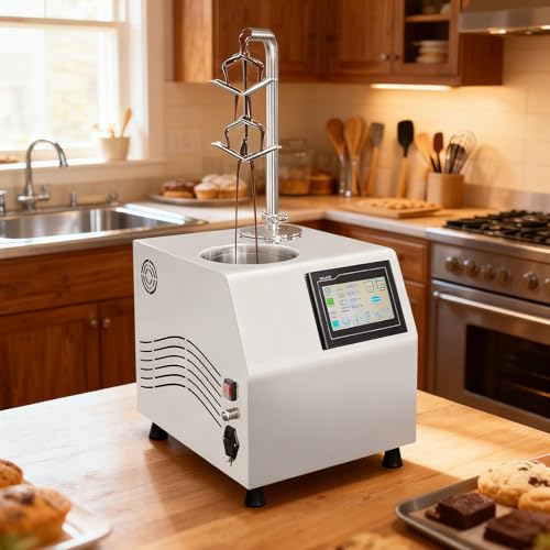 Glowdora Templadora De Chocolate Comercial De 5,5 L con Dispensador Automático Y Fundidor De Acero Inoxidable con Mesa Vibratoria para Fuente De Chocolate, Cobertura De Fresas, Barras Y Postres