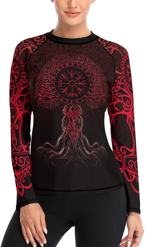 Viking Women's Compression Shirt Long Sleeve MMA BJJ Rash Guard Grappling Jiu Jitsu No Gi