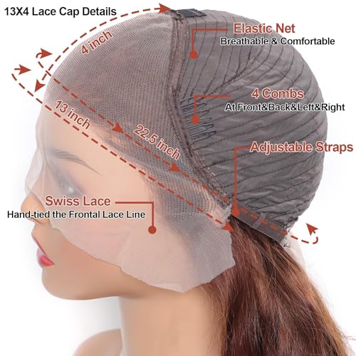 Lace Front Wigs Human Hair 180% Density 13x4 Chocolate Brown Water Curly Lace Front Wigs Human Hair Pre Plucked Glueless Wigs Human Hair for Black Women (32Inch, Brown)