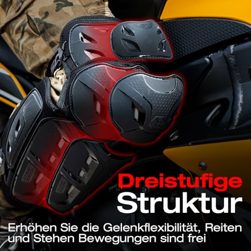 Scoyco Knieprotektoren Motorrad, CE-Schutzstufe 1 Knie und Ellenbogenschützer Erwachsene für Motocross E-Bike Skateboarden TPU Schale Protektoren