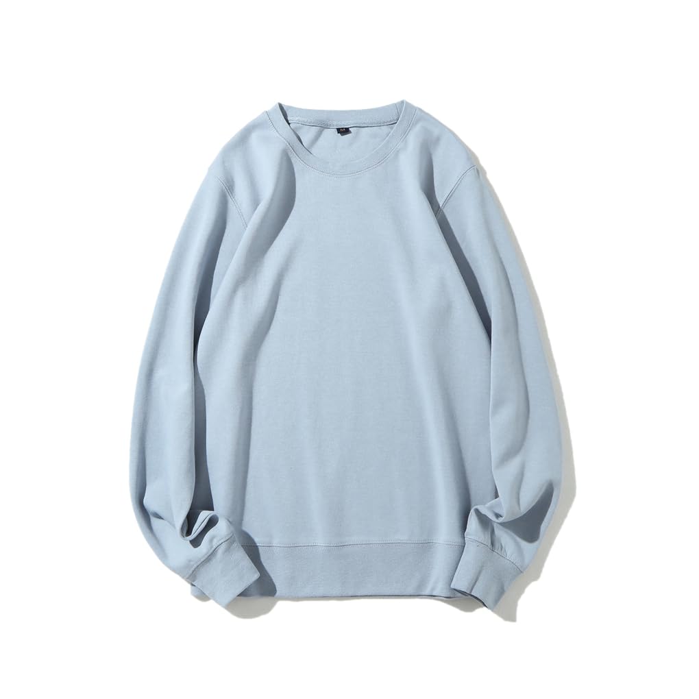 Dninmim Męska bawełniana bluza z okrągłym dekoltem sweter cienkie bluzy bez kaptura na co dzień solidna bluza