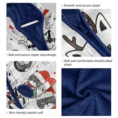 Cats Wearing Hats and Scarves Toddler Fleece Jacket Girl Boys Hooded Fleece Jacket Coat Warm Outwear Zip-up 3-10T3