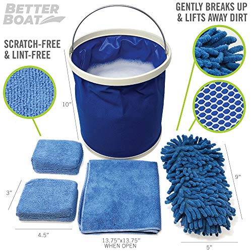 Boat Cleaner and Car Wash Sponges, Non-Scratch Microfiber Sponge and Wash Cloths, Complete Cleaning Kit for Interior, Exterior, Seats, Fiberglass Boat Hull, and Car, Washing and Detailing Supplies