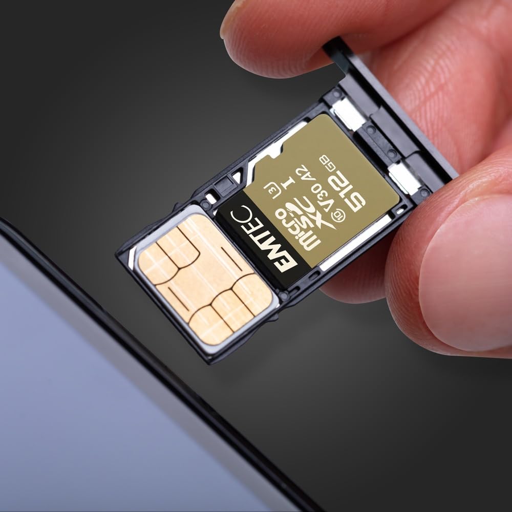 Emtec - Carte microSD UHS-I U3 V30 A1 - 512 GB, 256 Go - ECMSDM256GXC10SP - Gamme Speedin - Avec adaptateur - Vitesse de lecture et écriture jusqu'à 100 MB/s, 100 Mo/s - Noir/Or