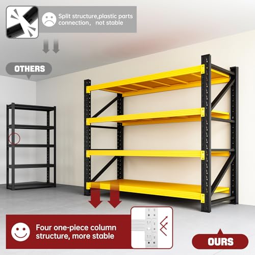 Image of RAVIGIN 3000LBS Storage Shelves, 48 inch W Garage Shelving Heavy Duty Metal Adjustable Garage Shelves, Shelving Units Industrial Shelving for Warehouse, 48 inch W x 23.7 inch D x 70 inch H,Yellow