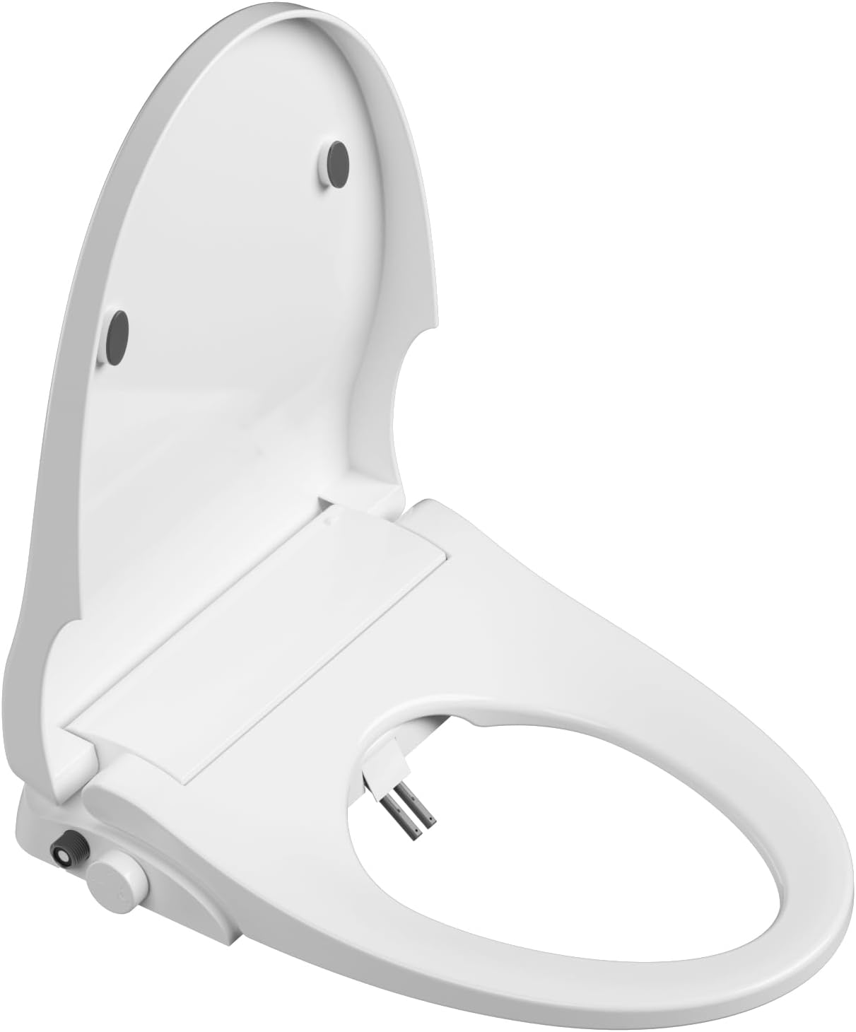 Bidet Toilet Seat Non-Electric, with Feminine Wash & Self-Cleaning Nozzle, Fits Elongated Toilets, White – Curved Hip-Fit Design, IPX4 Waterproof, Noise-Reducing Cover Plate