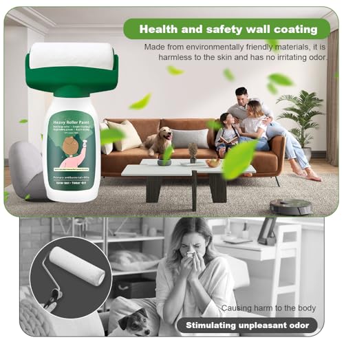 DAJASD 500g Wandfarbe Ausbessern Weiß, 2 in 1 Wandreparatur RollbüRste, Ausbesserungsfarbe Weiss Roller mit Wandreparaturpaste, SOS Wandfarbe Weiß Roller für Graffiti Kratzer Flecken Risse