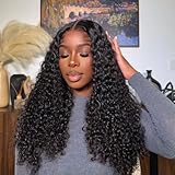 Peerless 28 Inch 13x6 Deep Wave Full Lace Front Wigs Human Hair 200% Density HD Frontal Wig, 100% Real Human Hair No Synthetic Blend Pre Plucked Glueless Curly Human Hair Wig Natural Color