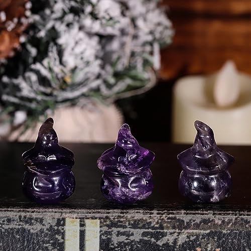 mookaitedecor Set of 2 Mini Purple Amethyst Halloween Crystal Ghost Pumpkin Figurine Witch Decorations & Micro Landscape Ornament - Image 4