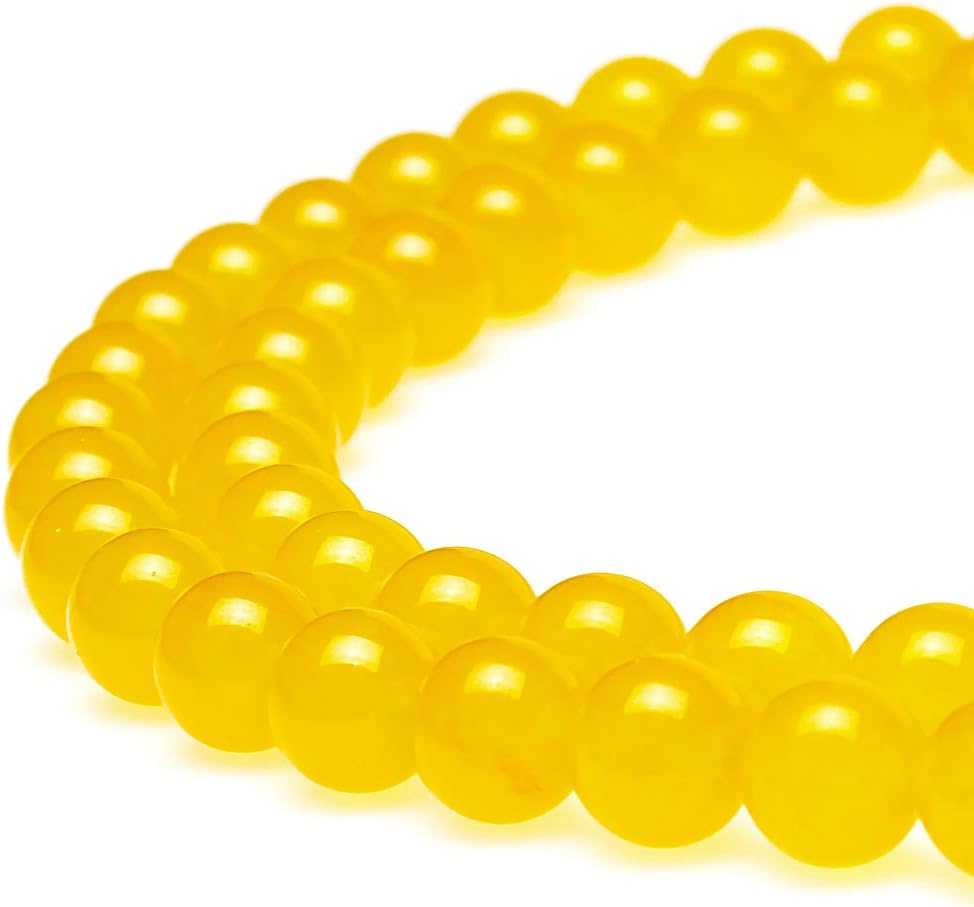 jartc Beads for Energy Bracelets Yoga Bracelet DIY Yellow Chalcedony Stone Beads 38 Pieces, 34 cm, 10 mm