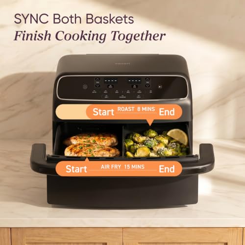 Image of Cosori TWINFRY 9 QT Double Air Fryer, Removable Divider, PFAS-Free Ceramic | Dual 4.5Qt & Full 9Qt, Two Ways to Cook, 6-in-1, Independent Cooking, Match&Sync, Dishwasher-Safe, Countertop Friendly