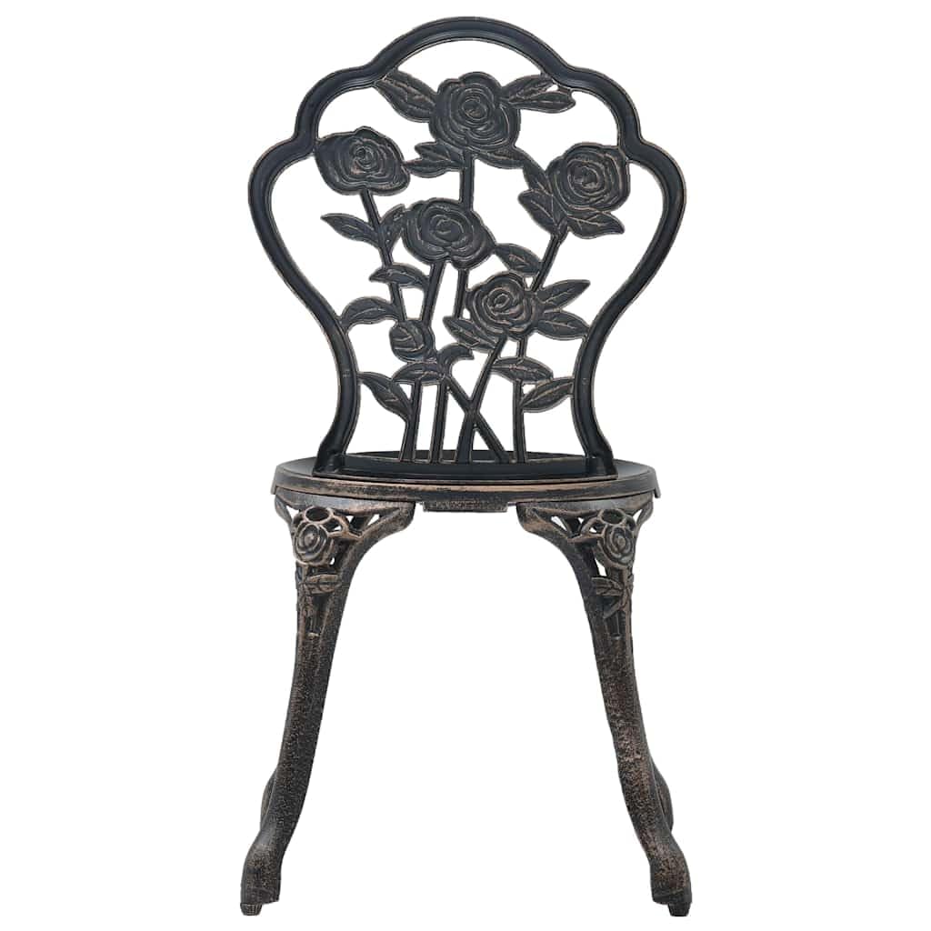 vidaXL Lot de 2 chaises de bistrot en fonte d'aluminium avec pieds en fonte – Résistant aux intempéries – Motif floral décoratif – Meubles de jardin, terrasse, balcon, véranda